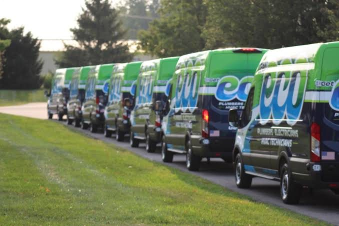 The ECO Plumbers van fleet lined up